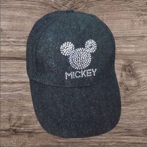DISNEY Micky Bling Logo Unisex Gray Adult Hat Disneyland Paris Adjustable OS